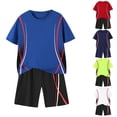thumbnail image 1 of Abtuhar Kids 3-14 Years Summer Outfits Print Short Sleeve Round Neck Tops Sport Shorts, 1 of 5