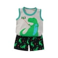 thumbnail image 1 of Abtuhar Kids 3 Months-6 Years Summer Outfits Dinosaur Print Sleeveless Round Neck Tops and Shorts, 1 of 3