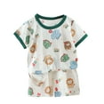 thumbnail image 1 of Abtuhar Kids 6 Months-6 Years Summer Outfits Print Short Sleeve Tops Elastic Waist Shorts, 1 of 3