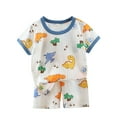 thumbnail image 1 of Abtuhar Kids 6 Months-6 Years Summer Outfits Print Short Sleeve Tops Elastic Waist Shorts, 1 of 3