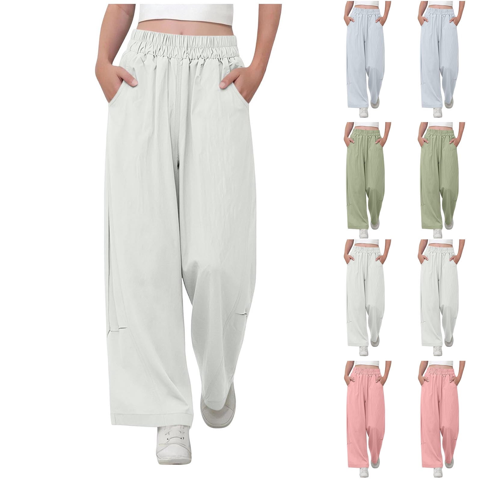 Abtuhar Kids Boys Girls 4-16Y Curved Leg Wide Leg Pants Sun Protection ...