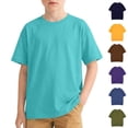 thumbnail image 1 of Abtuhar Kids Boys and Girls 3-13 Years Summer Tops Solid Drop Shoulder Short Sleeve Round Neck Soft Relaxed Casual Blouses Shirts, 1 of 5