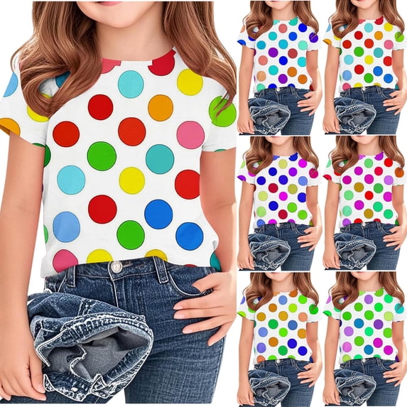 Abtuhar Kids Boys and Girls 3-14 Years Summer Tops Print Short Sleeve Round Neck Breathable Sports Casual Blouses Shirts