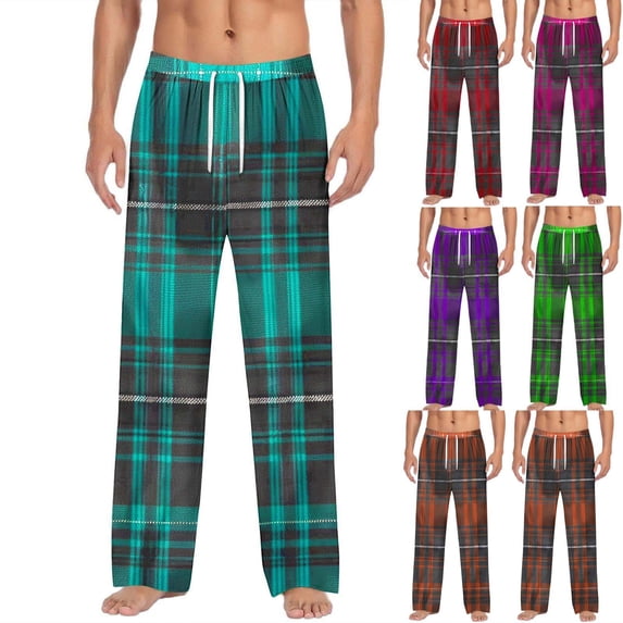 Abtuhar Man Fashion Printing Elastic Waist Drawstring Fallow Full Length Pants,Orange,S