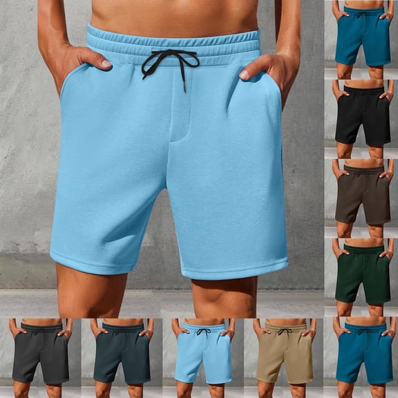 Abtuhar Man Summer Solid Breathable Drawstring Pocket Beach Shorts,Khaki,XXL