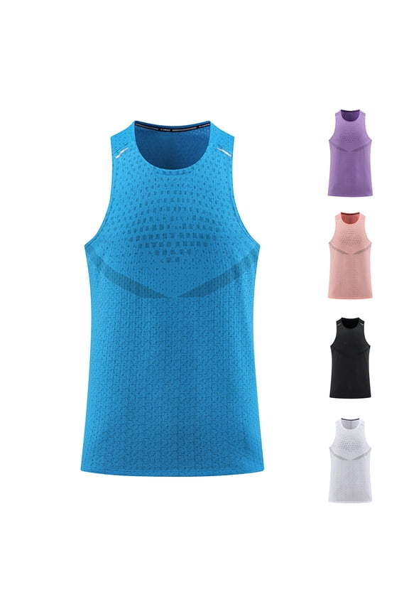 Man Summer Solid Casual Fitness Sport Permeability Round Neck Tank Top,White,M