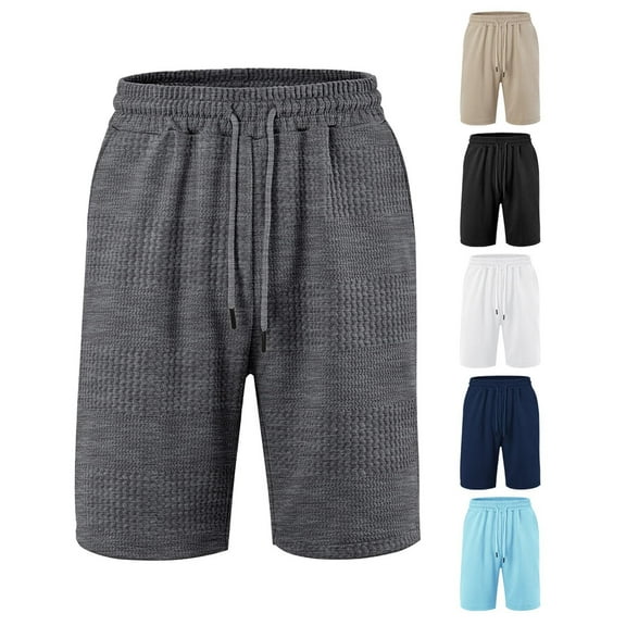 Abtuhar Man Summer Solid Elastic Waist Loose Breathable SweatShorts,Black,S