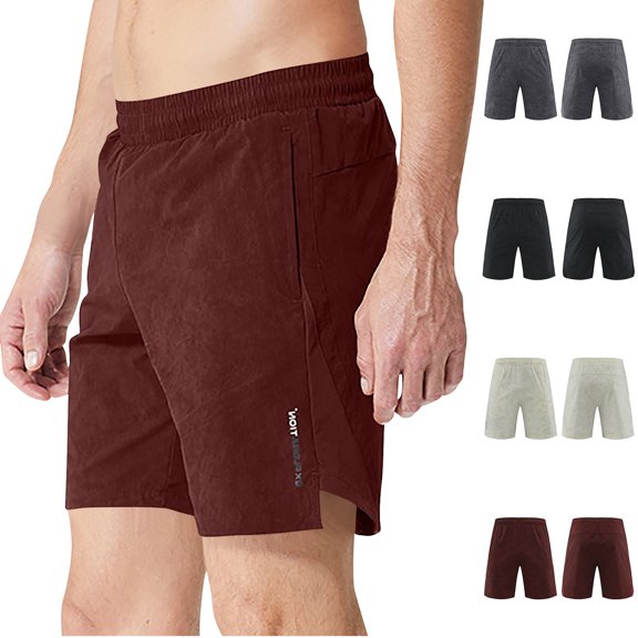 Abtuhar Man Summer Solid Lightweight Joggers Pocket SweatShorts,Khaki,XL