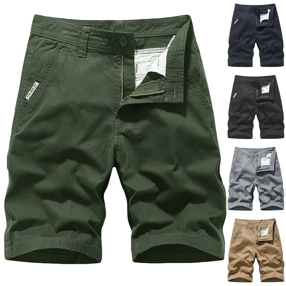 Abtuhar Man Summer Solid Outdoor Loose Breathable Pocket Beach Shorts,Khaki,M