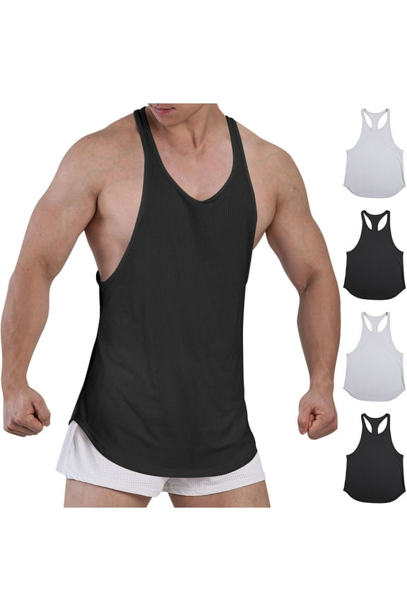 Man Trendy Summer Solid Breathable Sports Sleeveless Drying,White,L