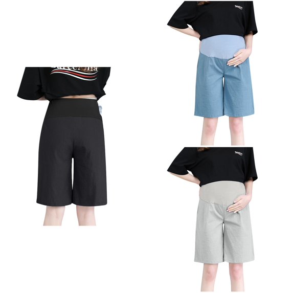 Abtuhar Maternity Loose Solid Casual Leggings Oversized Shorts Jeans,White,XXL