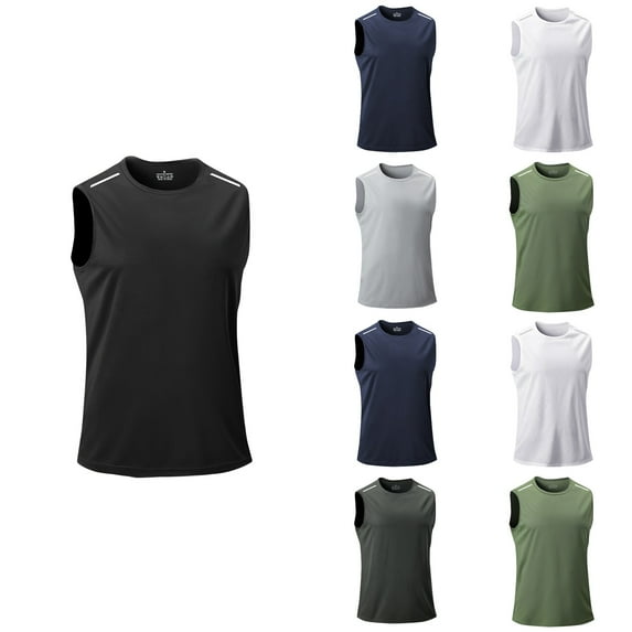 Abtuhar Men Casual Lightweight Summer Sleeveless Solid Pullover Round Neck Loose Workout Tank,Gray,XL