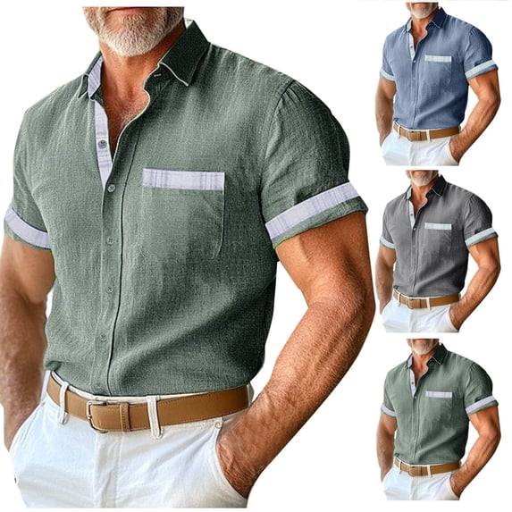 Abtuhar Men Crewneck Half Button Short Sleeve Summer Casual Stylish T-Shirts
