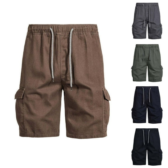 Abtuhar Men Fashion Solid Pockets Drawstring Shorts,Dark Gray,XL