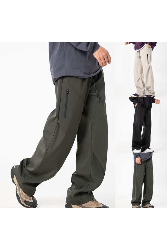 Men Outdoors Fashion Water Proofing Solid Casual Elastic Waist Pocket Cargo Pants,Gray,M