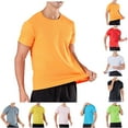 thumbnail image 1 of Abtuhar Men Summer Tops Short Sleeve Round Neck Solid Stretchy Running Shirts, 1 of 5