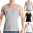 thumbnail image 1 of Abtuhar Men Summer Tops Short Sleeve Solid Round Neck Sleeveless Base Tank, 1 of 5