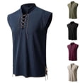 thumbnail image 1 of Abtuhar Men Solid Casual Faddish Medieval Pullover Sleeveless Blouse,Navy,XXXL, 1 of 5