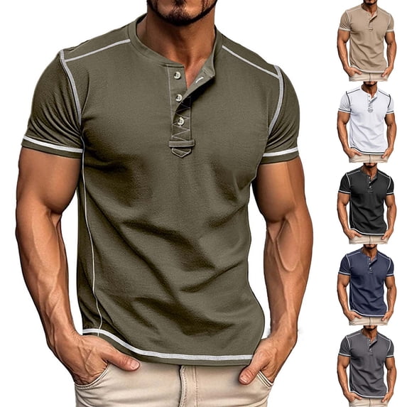 Abtuhar Men Solid Collared Button Short Sleeve Summer Business Casual Work Shirts