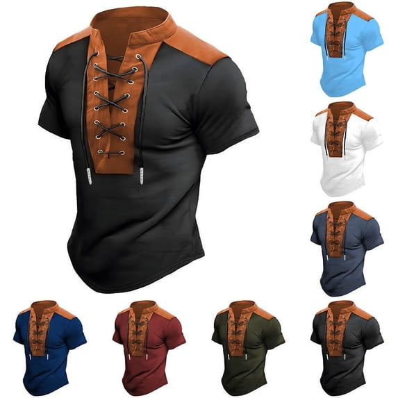 Abtuhar Men Solid Collared Button Short Sleeve Summer Casual Comfortable Loose Sleep Shirts