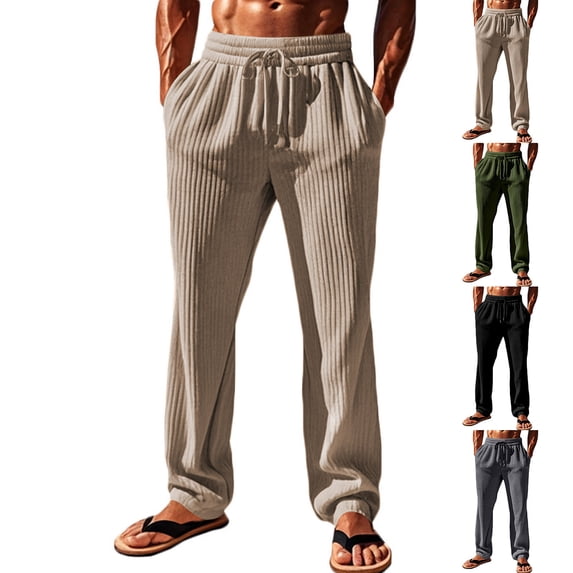 Abtuhar Men Solid Fashion Casual with Pockets Elastic Waist Long Cargo Pants,Gray,XXXL