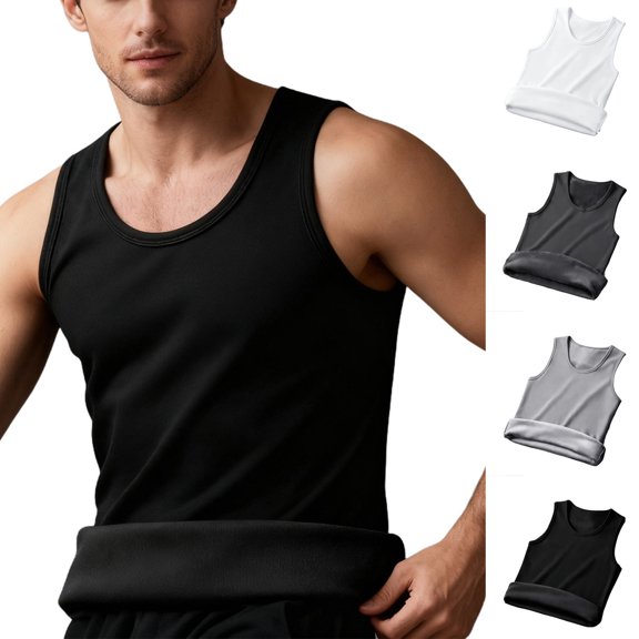Abtuhar Men Solid Round Neck Pajamas Sleeveless Fitness Tank Top,Black,M