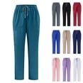 thumbnail image 1 of Abtuhar Men Solid Straight Leg Drawstring Elastic Waist Pockets Work Pants,Red,XS, 1 of 5
