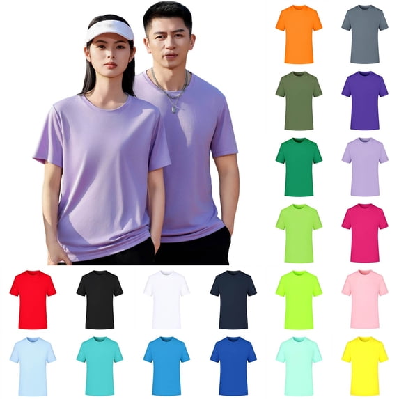 Abtuhar Men Solid Stretch Dry Breathable Crewneck Short Sleeve Workout Tops