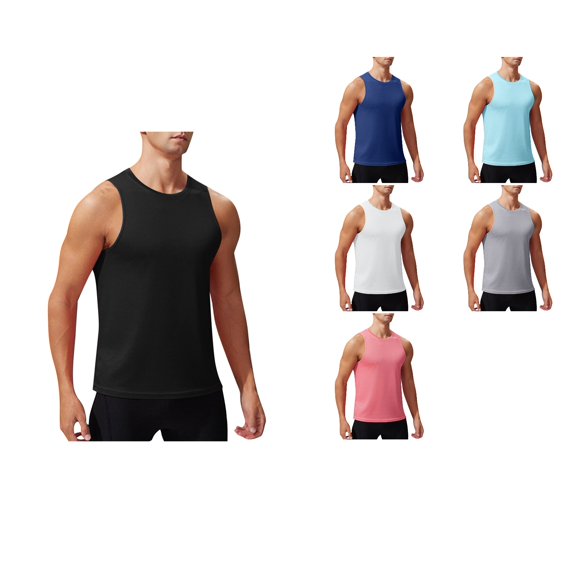 Abtuhar Men Solid Summer Casual Fitness Sleeveless Running Yoga Tank,Navy,XXL