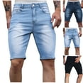 thumbnail image 1 of Abtuhar Men Summer Casual Pocket Silm Solid Ripped Shorts Jeans,Light Blue,M, 1 of 5