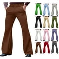 thumbnail image 1 of Abtuhar Men Summer Loose Casual Solid Zipper Pocket Dress Flare Leg Pants,Coffee,XL, 1 of 5