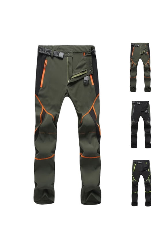 Men Summer Patchwork Drying Breathable Climbing Outdoor Button Zipper Casual Pants,Black,L