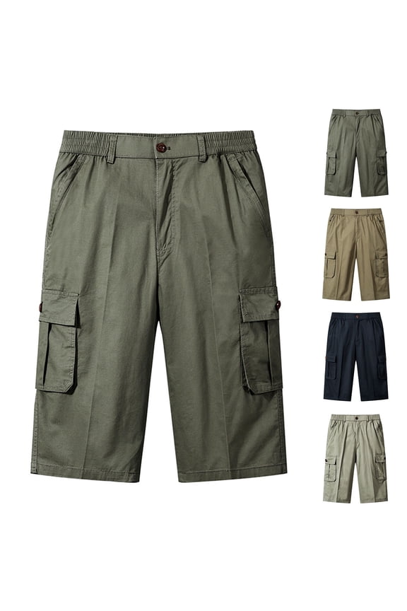 Men Summer Solid Loose Casual Outdoor Oversized Cargo Pants with Pockets,Yellow,XXXXXL