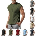 thumbnail image 1 of Abtuhar Men Summer Loose Sleeveless Leisure Solid Shoulder Tank Top,Red,L, 1 of 5