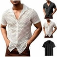 thumbnail image 1 of Abtuhar Men V-Neck Solid Button Short Sleeve Summer Beach Casual Versatile Pajamas Tops, 1 of 5