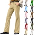thumbnail image 1 of Abtuhar Mens Fashion Casual Flared Trousers Button Pocket Solid Pants,Khaki,M, 1 of 3