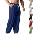 thumbnail image 1 of Abtuhar Mens Solid Elastic Waistband Drawstring Ankle Pants,Green,XXL, 1 of 5