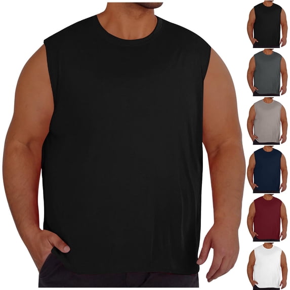Abtuhar Mens Solid High Elasticity Mesh Fabric Sports Pullover Round Neck Loose Oversized Tank,Gray,L
