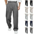 thumbnail image 1 of Abtuhar Mens Solid Pleated Loose Pants with Draping Effect Versatile Straight Leg Casual Pants,Black,S, 1 of 5