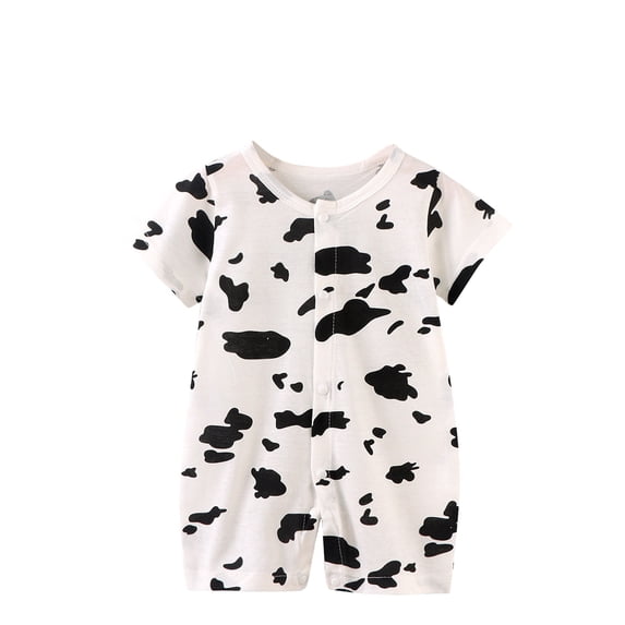 Abtuhar Rompers Boys And Girls Print Short Sleeve Brief Length Jumpsuit Outfit for 0‑12 Months