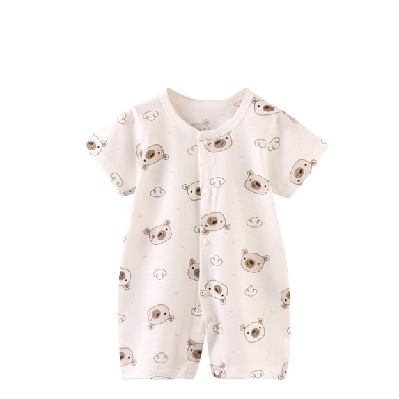Abtuhar Rompers Children Print Short Sleeve Brief Length Jumpsuit Outfit for 0‑12 Months