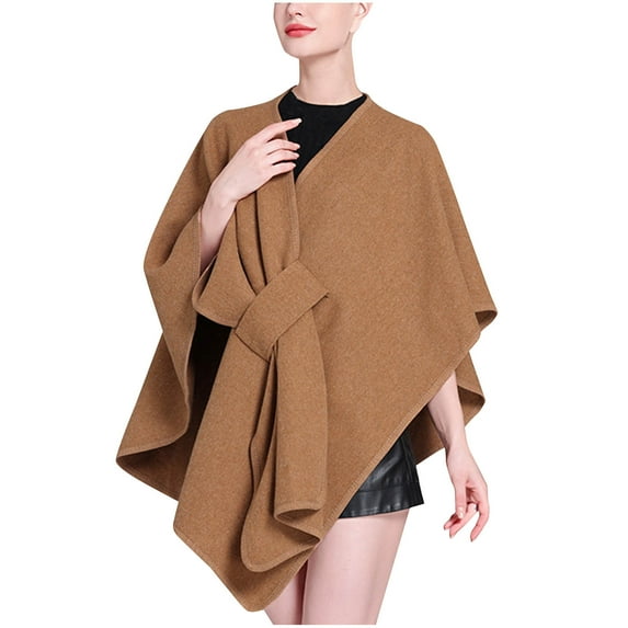 Bixock Outerwear for Women Fall and Winter Fashion Casual Solid Color Collar Cape Top