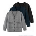 thumbnail image 1 of Abtuhar Toddler Boys Fall Winter Cardigan Sweater Coat Solid Long Sleeve Knit Outer Top, 1 of 5