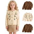 thumbnail image 1 of Abtuhar Toddler Girls Fall Winter Cardigan Sweater Long Sleeve Embroidery Knit Warm Outer Top for 3‑9 Years Old, 1 of 5