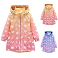 thumbnail image 1 of Abtuhar Toddler Girls Fall Winter Hooded Casual Outerwear and Jackets Printed Stand‑collar Windproof Long‑length Fleece Coat, 1 of 5