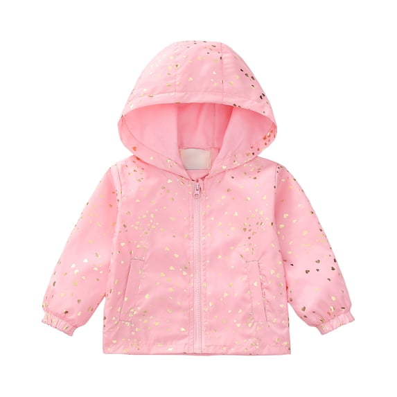 Abtuhar Toddler Kids Boys Girls Fall Winter Hooded Casual Outerwear and Jackets Cartoon‑print Wind‑proof Zip‑up Coat with Side Pockets for 12‑84 Months