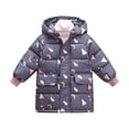 thumbnail image 1 of Abtuhar Toddler Kids Boys Girls Fall Winter Hooded Casual Outerwear and Jackets Winter Floral‑print Thick Padded Coat with Zip Buttons and Pockets for 1‑8 Years, 1 of 4