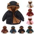 thumbnail image 1 of Abtuhar Toddler Kids Boys Girls Fall Winter Hooded Casual Outerwear and Jackets Solid Ear‑shape Detail Thick Padded Warm Coat, 1 of 5