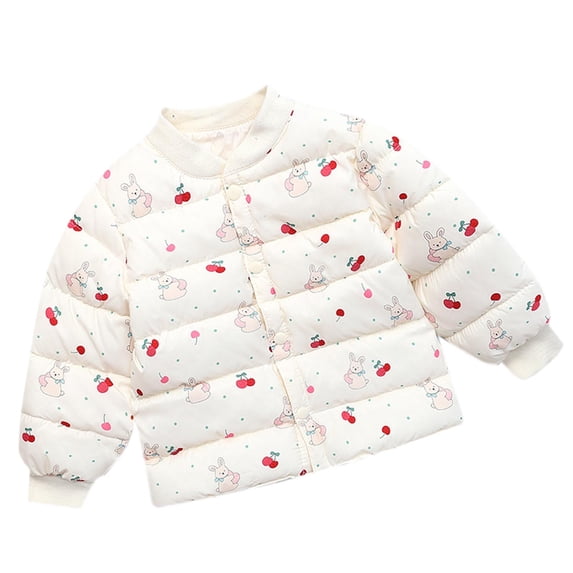Abtuhar Toddler Kids Boys Girls Fall Winter Hooded Casual Outerwear and Jackets Winter Print Padded Coat for 1‑8 Years