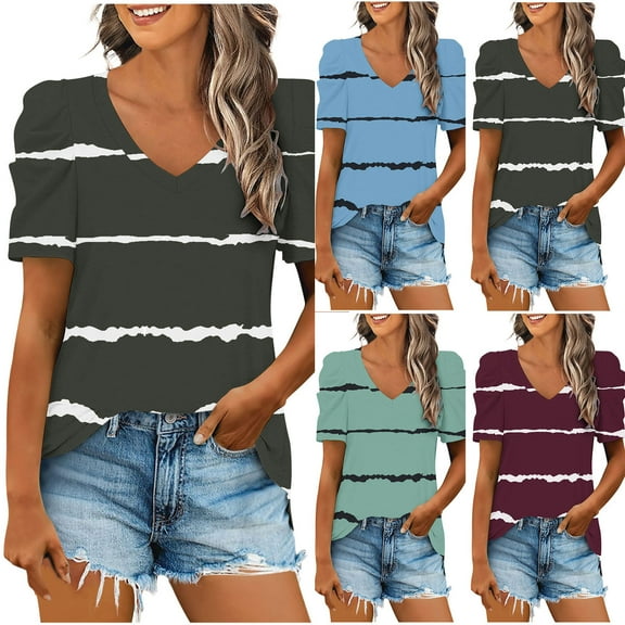 Abtuhar Shirts for Women,Women Fashion Casual Short Sleeve Loose T-Shirt Blouse Top